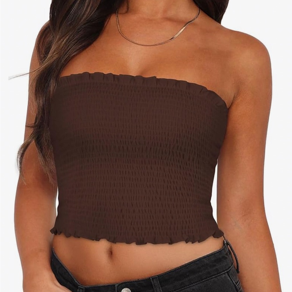 Brown Strapless top